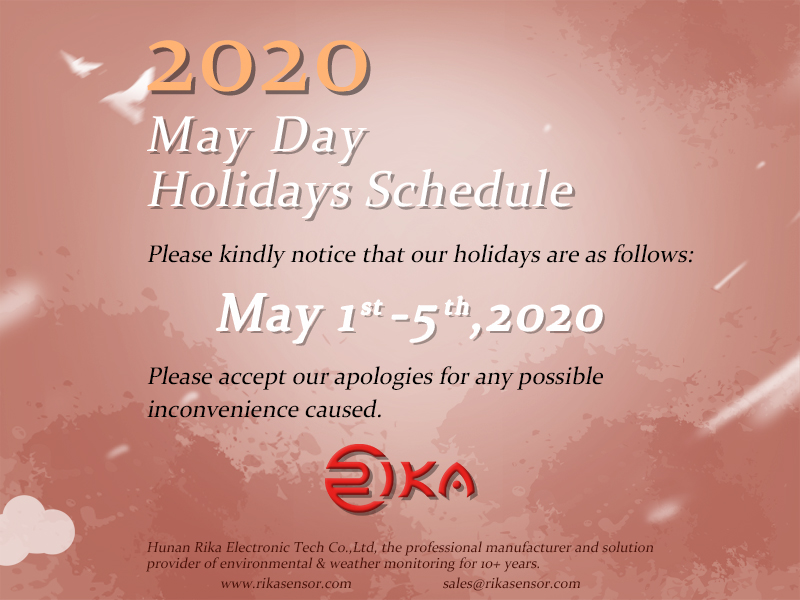 2020 May Day Holidays Notice